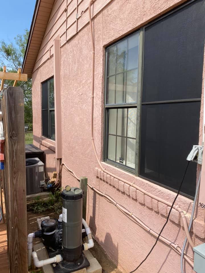 Pool home solar screens rear install